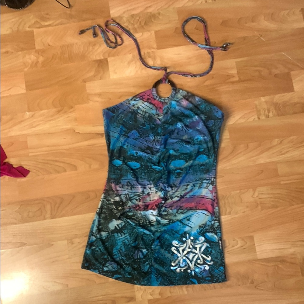 karv ruched ring halter neck